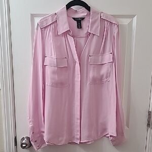 White House Black Market Soft Pink Silk Blouse